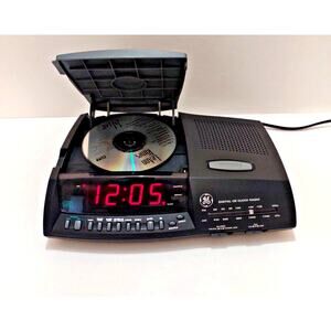 Vintage GE Digital LED CD Clock Radio 7-4890A Radio Alarm CD Player 9V Battery